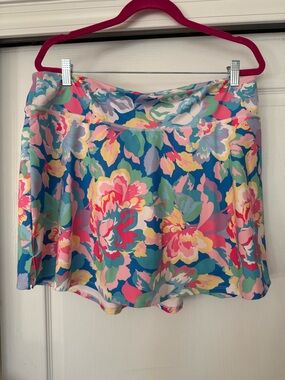 Boston Proper Floral Athletic Skort in Bright Multi Colors